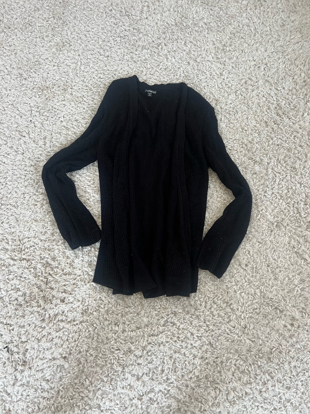 Express Black Open-Front Knit Cardigan
